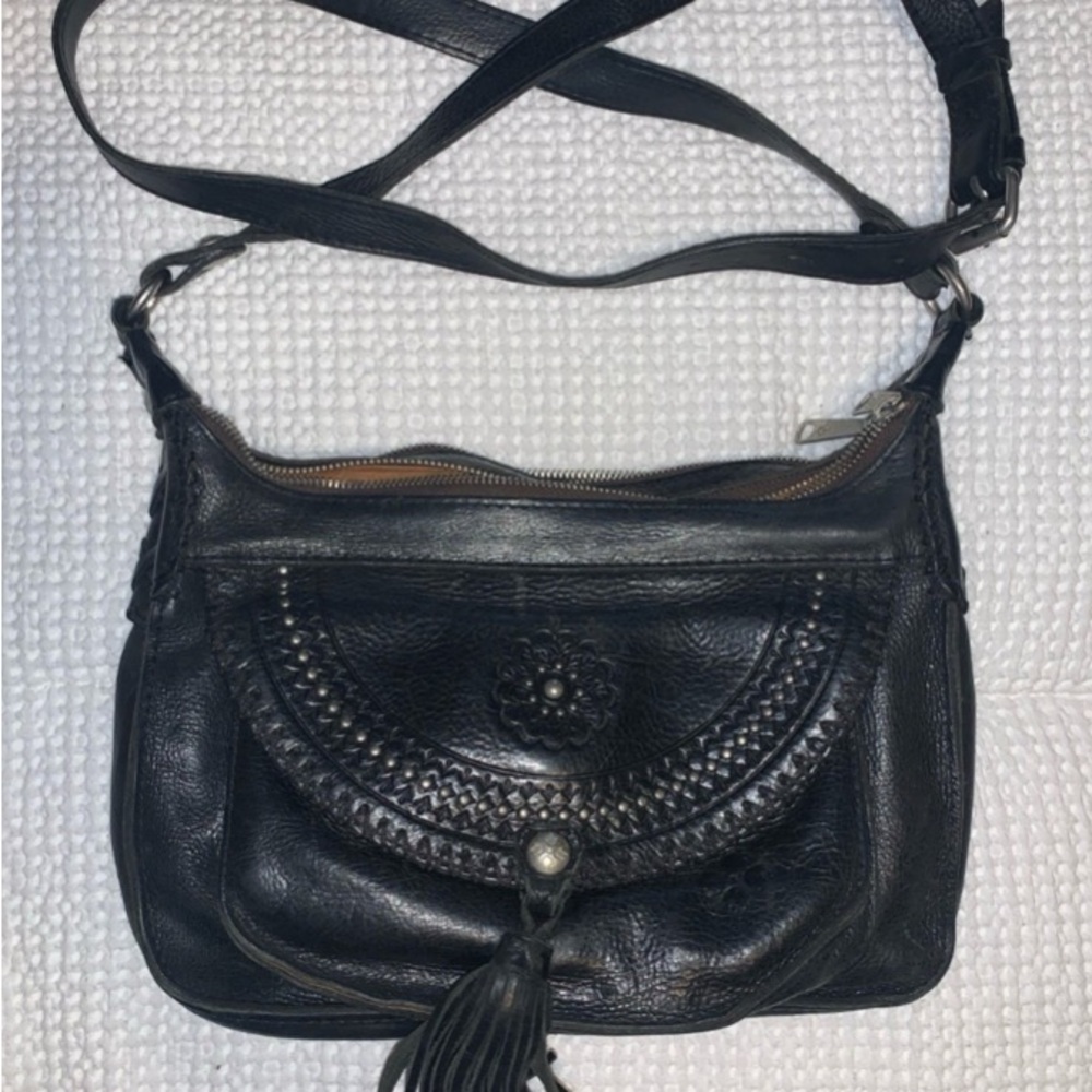 Patricia Nash Black Leather Crossbody Bag